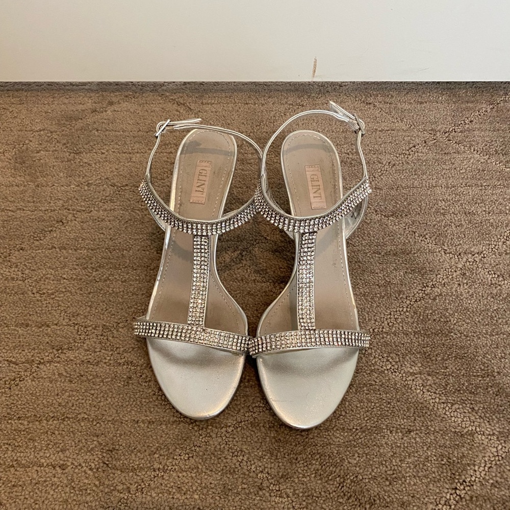Glint Silver Sparkly Heels